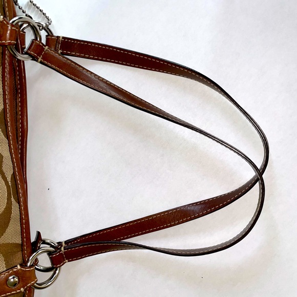 Vintage Coach Monogram Tote in Brown Beige w Shoulder Strap Lightweight & Roomy - Picture 12 of 16